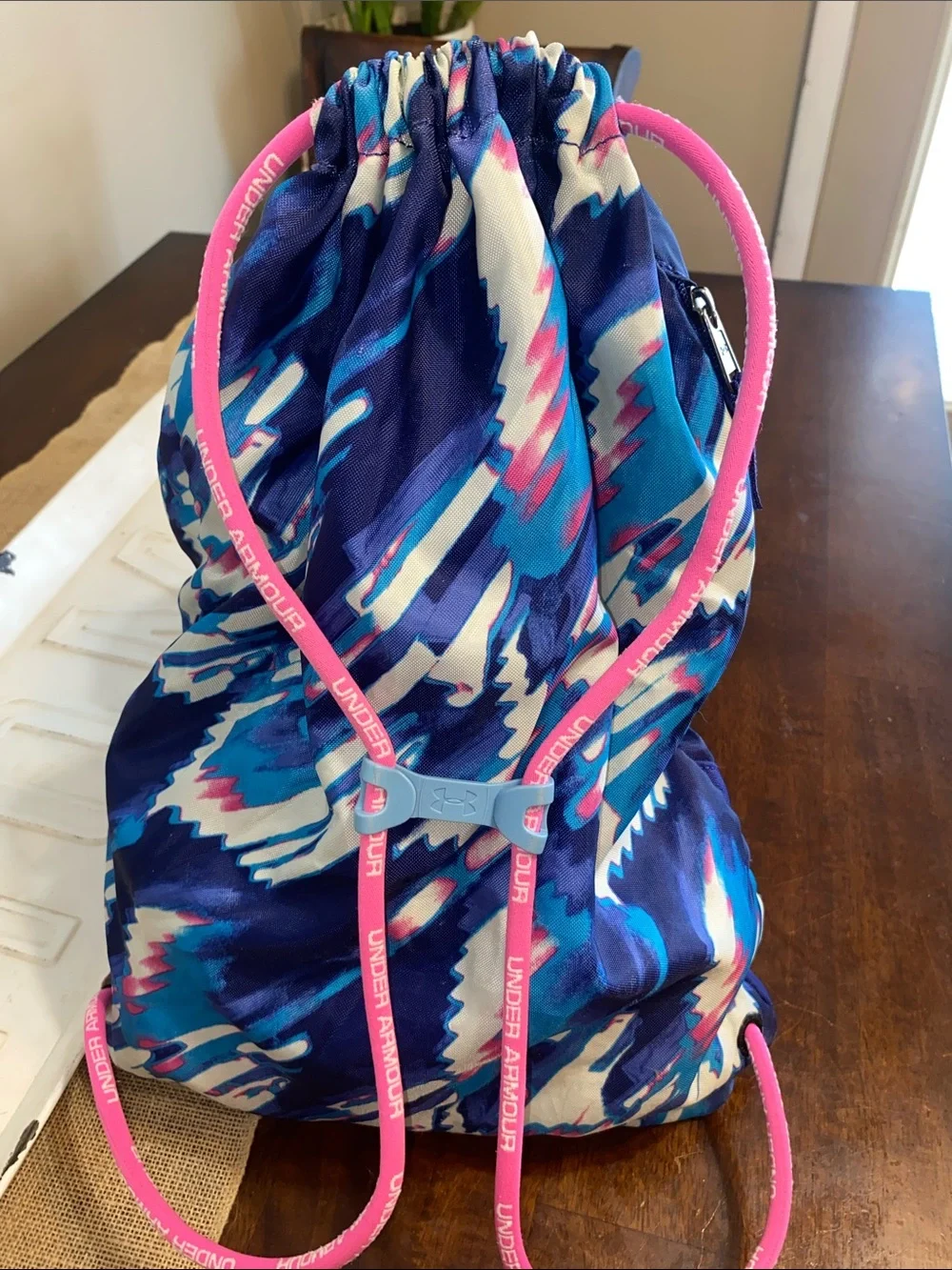 Under Armour Blue, Pink & White Patterned Drawstring Backpack